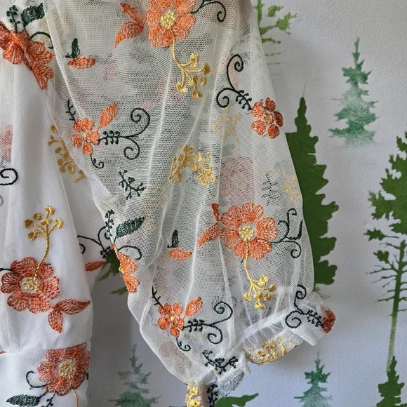 Ember Floral Embroidered Sheer Blouse - Picture 6 of 9